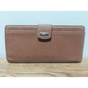 Relic Wallet Women Brown Leather Folding Wallet Credit Card Holder Purse Button